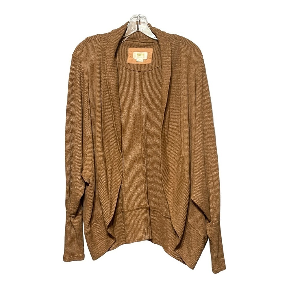 Maeve Ingrid Cardigan Large Open Front Puff Dolman Sleeve Cocoon Knit Soft Layer